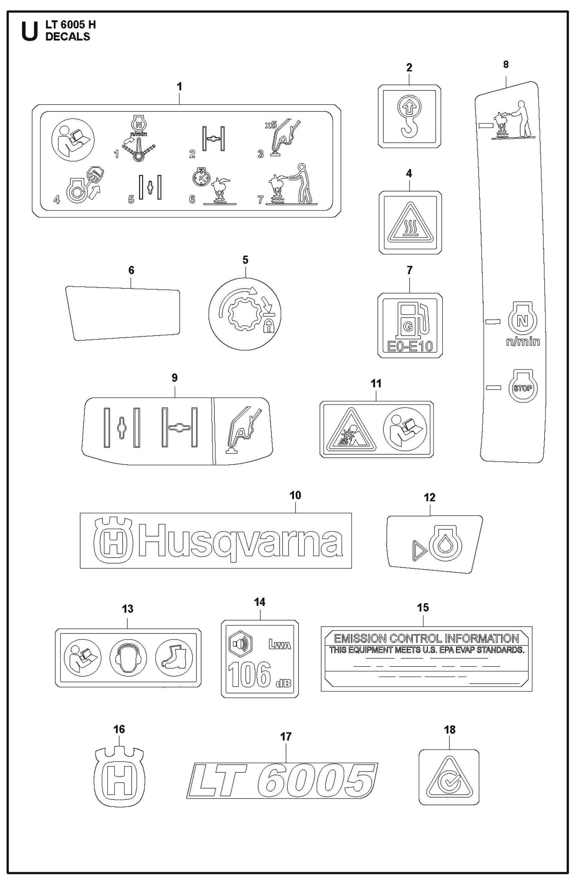 Decals Parts For LT 6005 H - 967854503 Compaction Rammers By Husqvarna