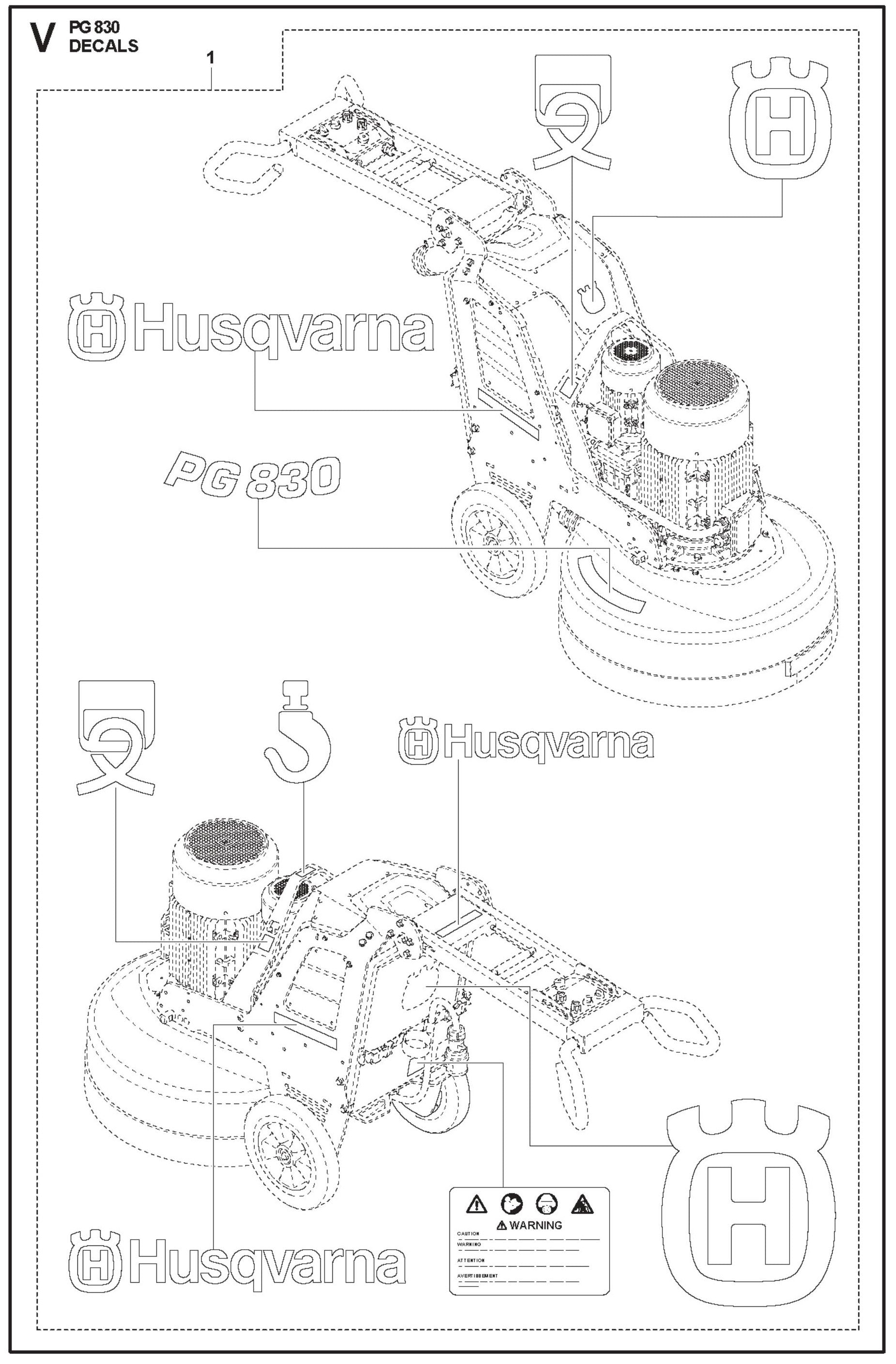 Decals Parts For PG 830 By Husqvarna