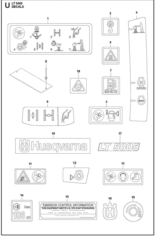Decals For LT 5005 Compaction Rammers By Husqvarna