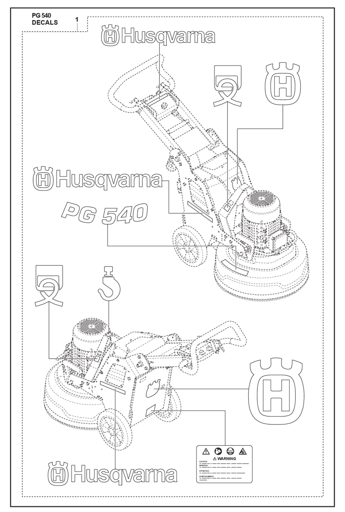 Decals Parts For PG 540 4 KW By Husqvarna