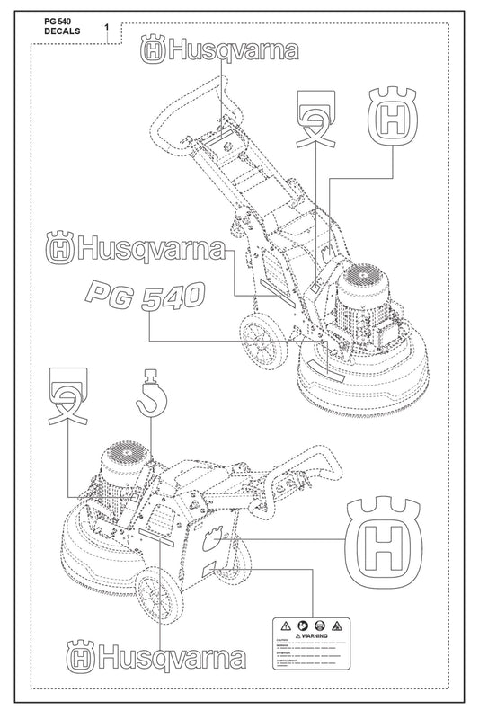 Decals Parts For PG 540 4 KW By Husqvarna