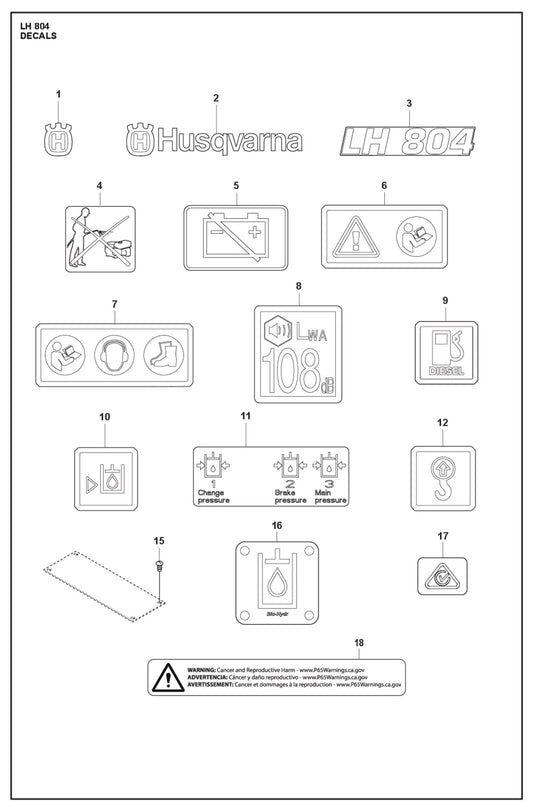 Decals Parts For LH 804 By Husqvarna