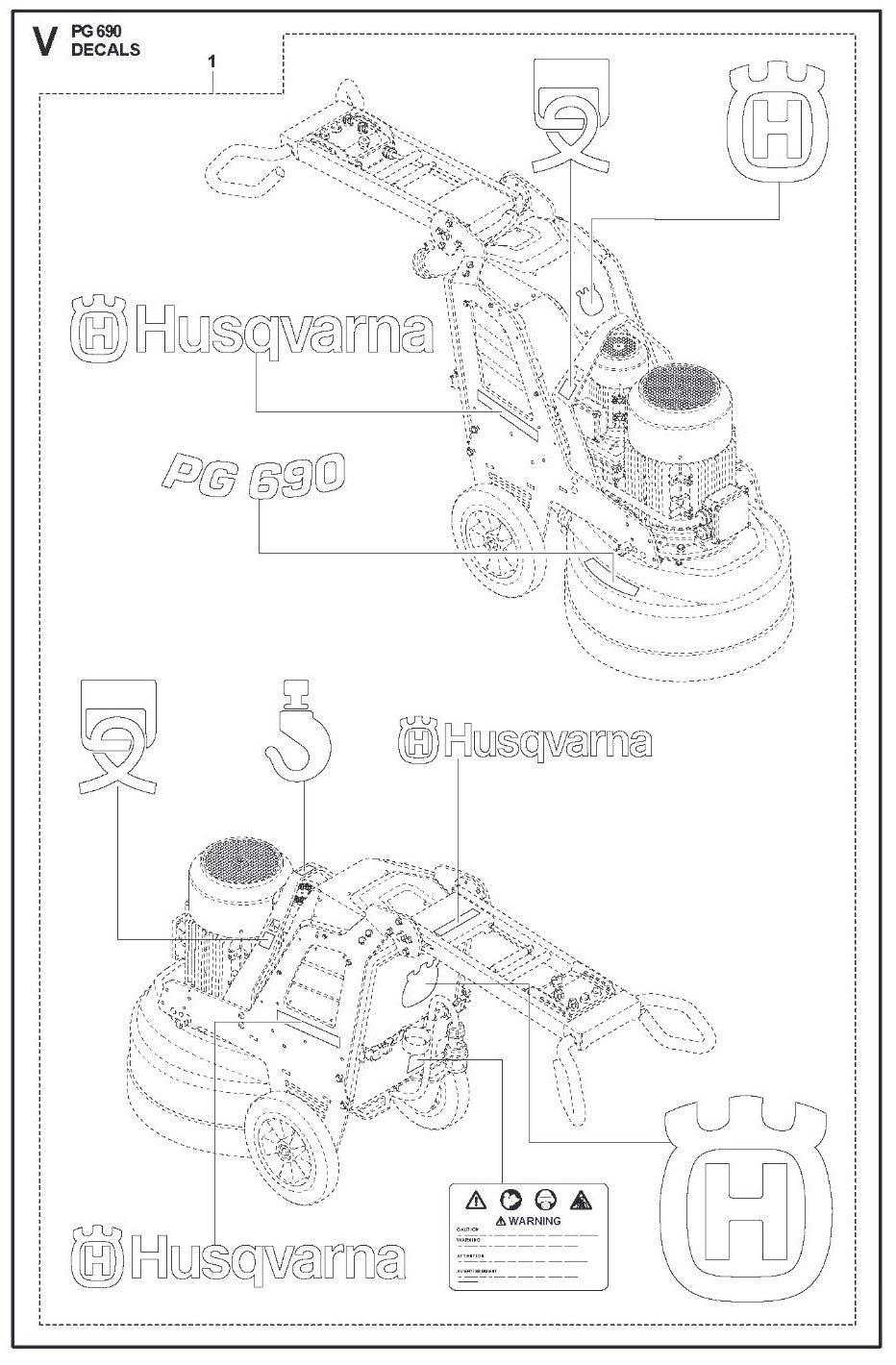 Decals Parts For PG 690  By Husqvarna