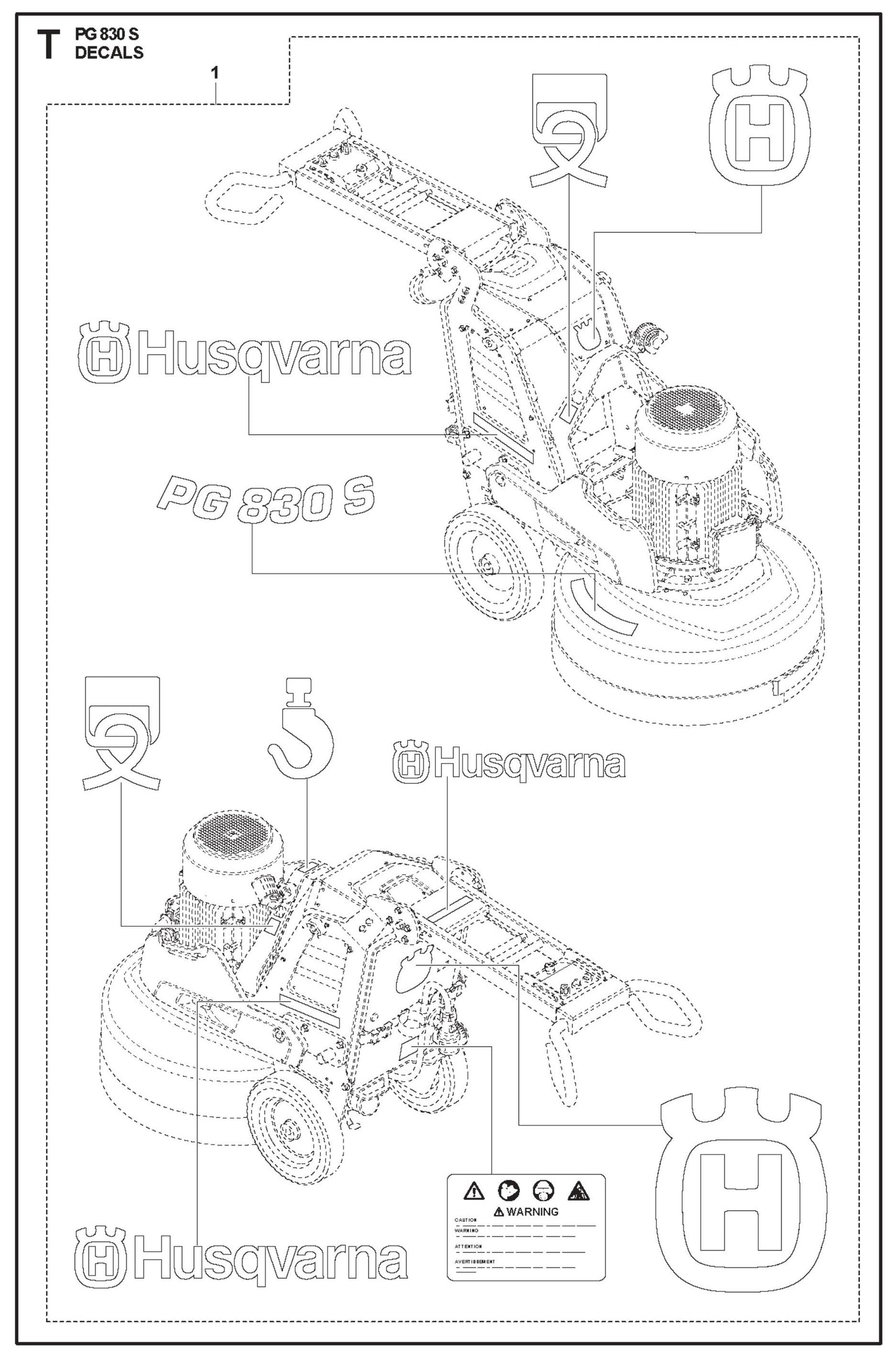 Decals Parts For PG 830 S By Husqvarna