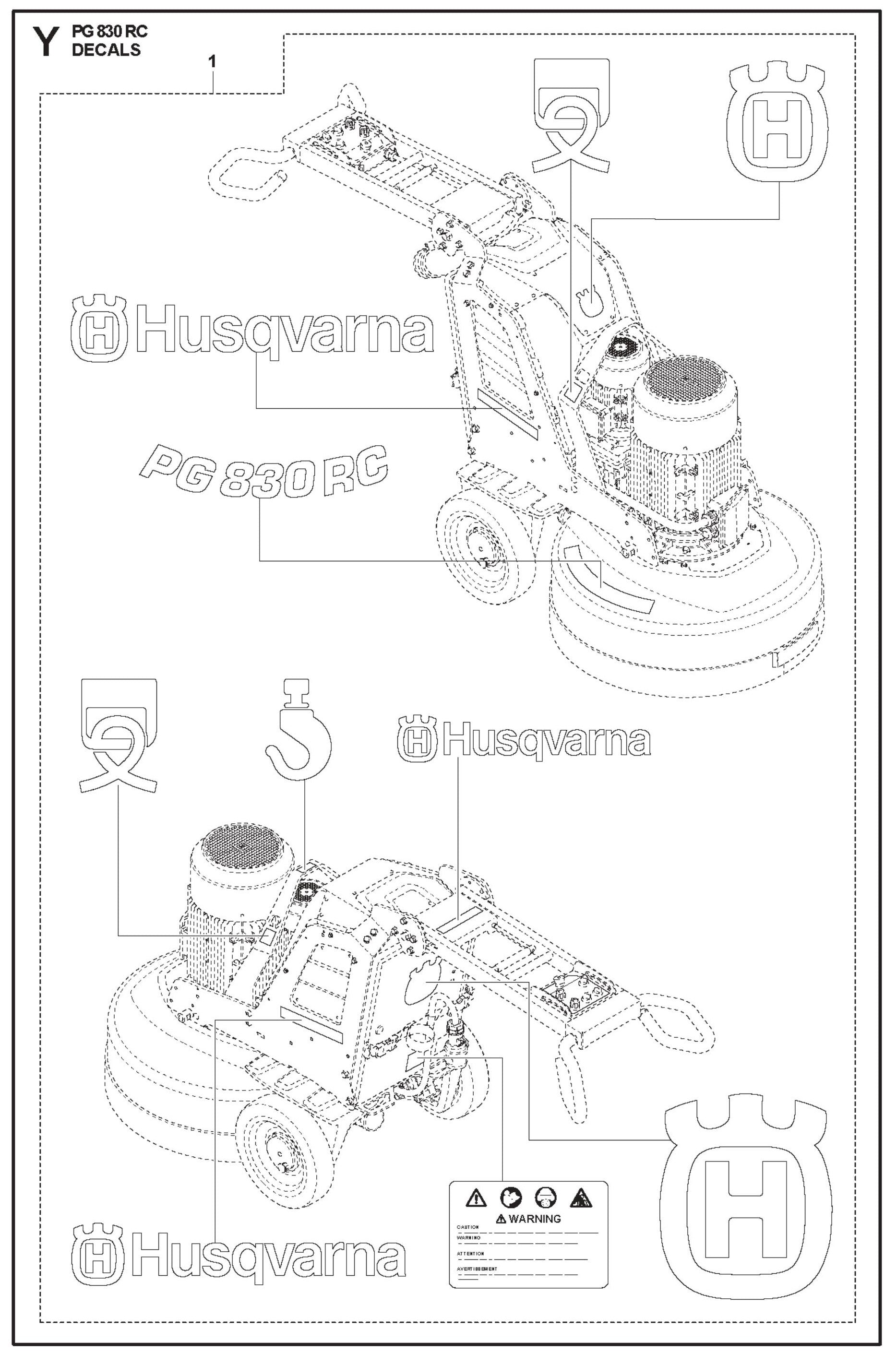 Decals Parts For PG 830 RC By Husqvarna