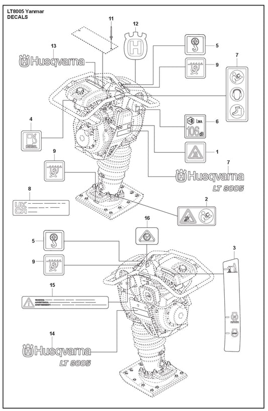 Decals Parts For LT8005 II Yanmar By Husqvarna