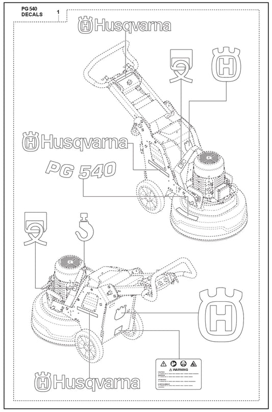 Decals Parts For PG 540 2.2 kW By Husqvarna
