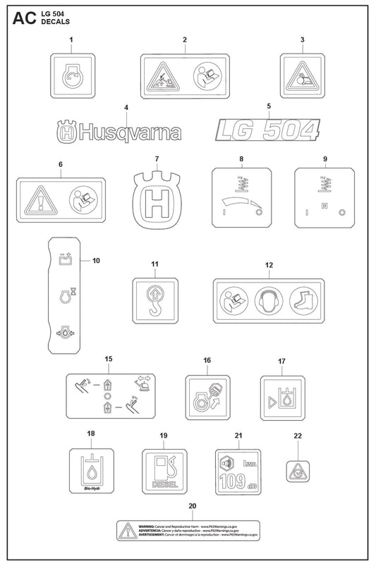 Decals Parts For LG 504 Reversible Plate Compactor By Husqvarna