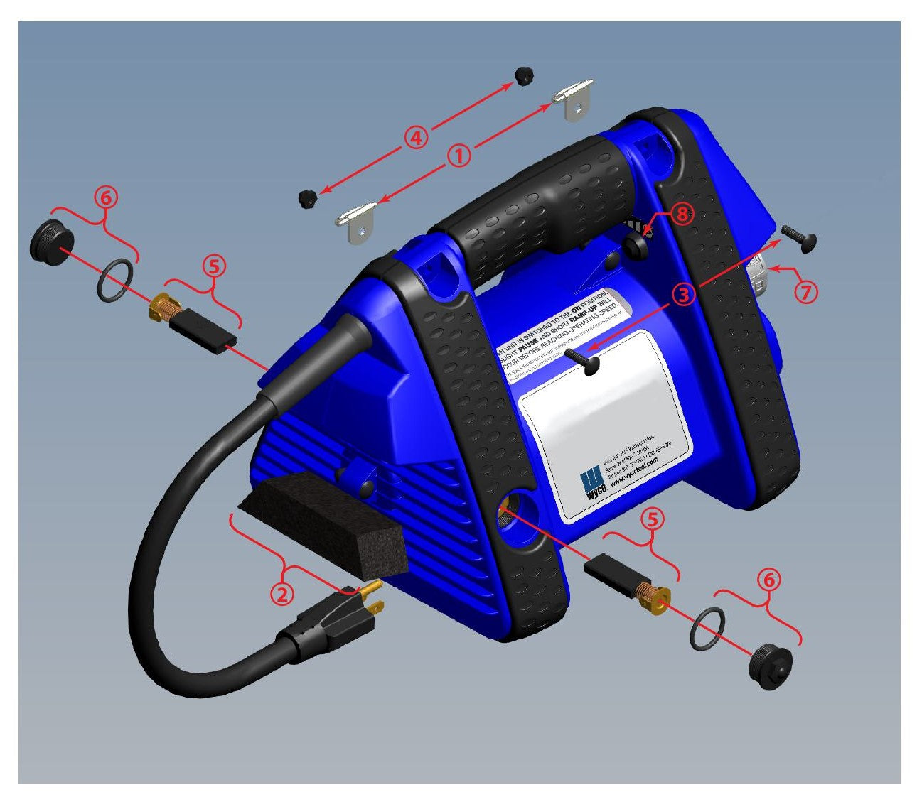 WSG2 Concrete Vibrator Motor Parts Diagram