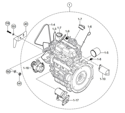 Diesel Engine Assembly Parts-RX 1575, RX 157533 YANMAR 3TNV80F DIESEL ENGINE