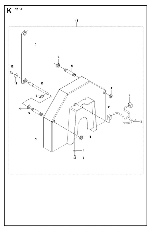 Driving Pulley Guard Assembly Parts For CS 10 Wire Saw By Husqvarna