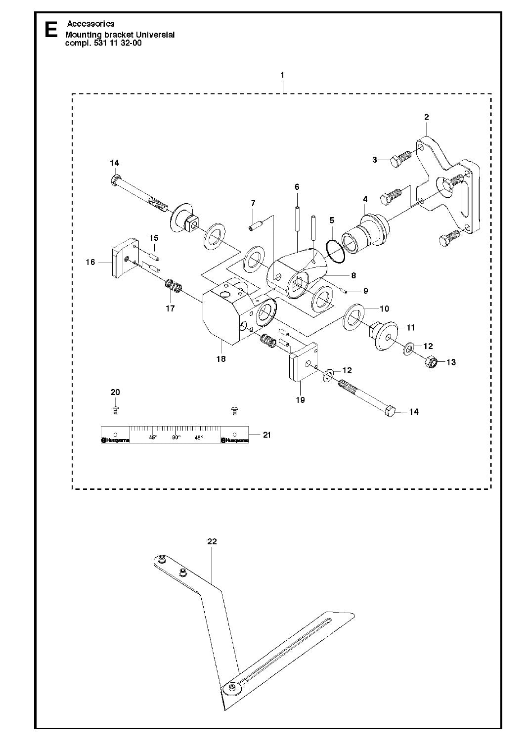 Mounting Bracket Universal Complete Assembly Parts for WS460, WS463, WS 482 HF, WS 482 HF  By husqvarna