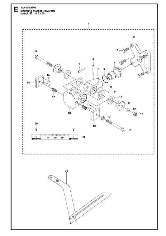 Mounting Bracket Universal Complete Assembly Parts for WS460, WS463, WS 482 HF, WS 482 HF  By husqvarna