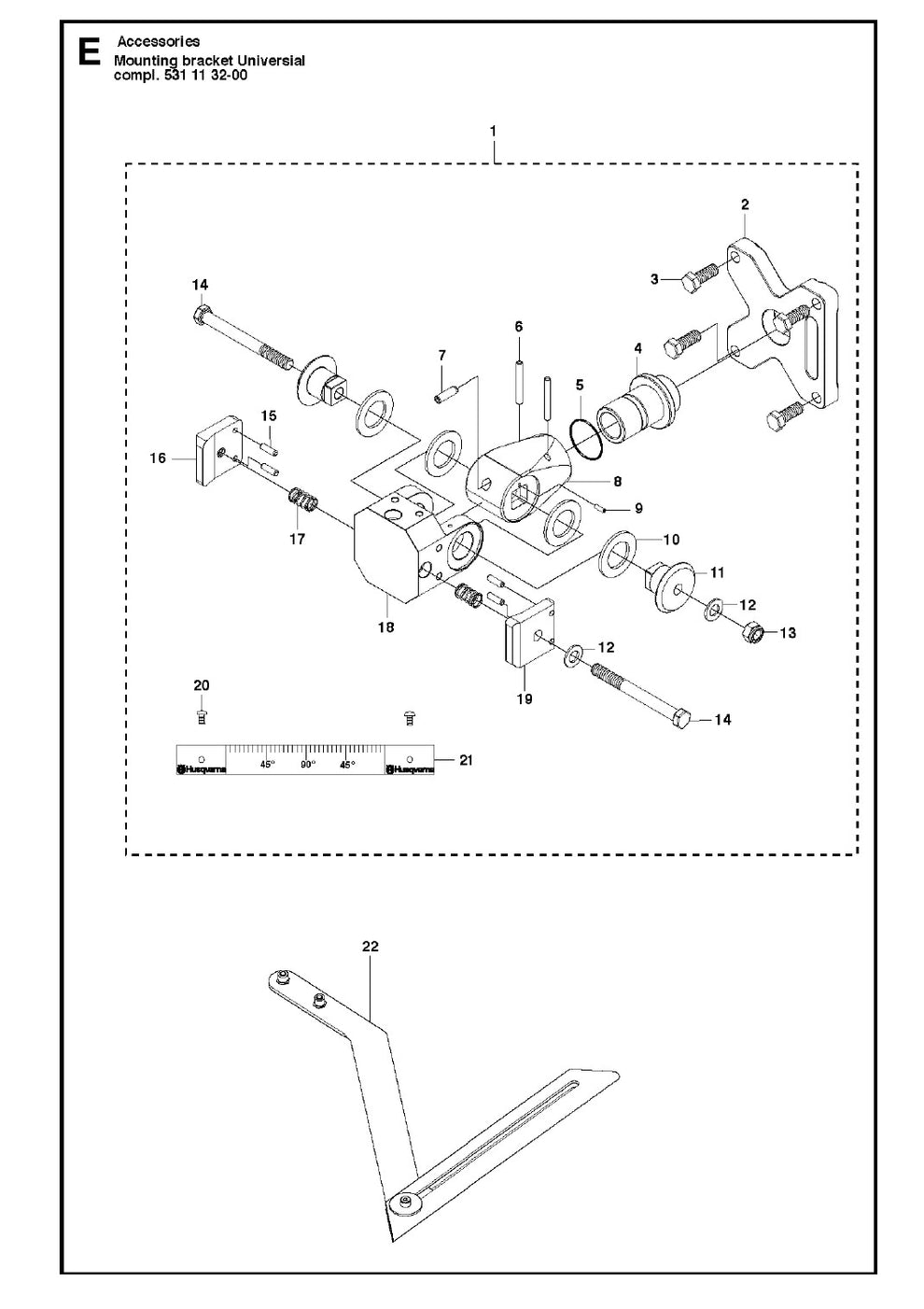 Mounting Bracket Universal Complete Assembly Parts for WS460, WS463, WS 482 HF, WS 482 HF  By husqvarna