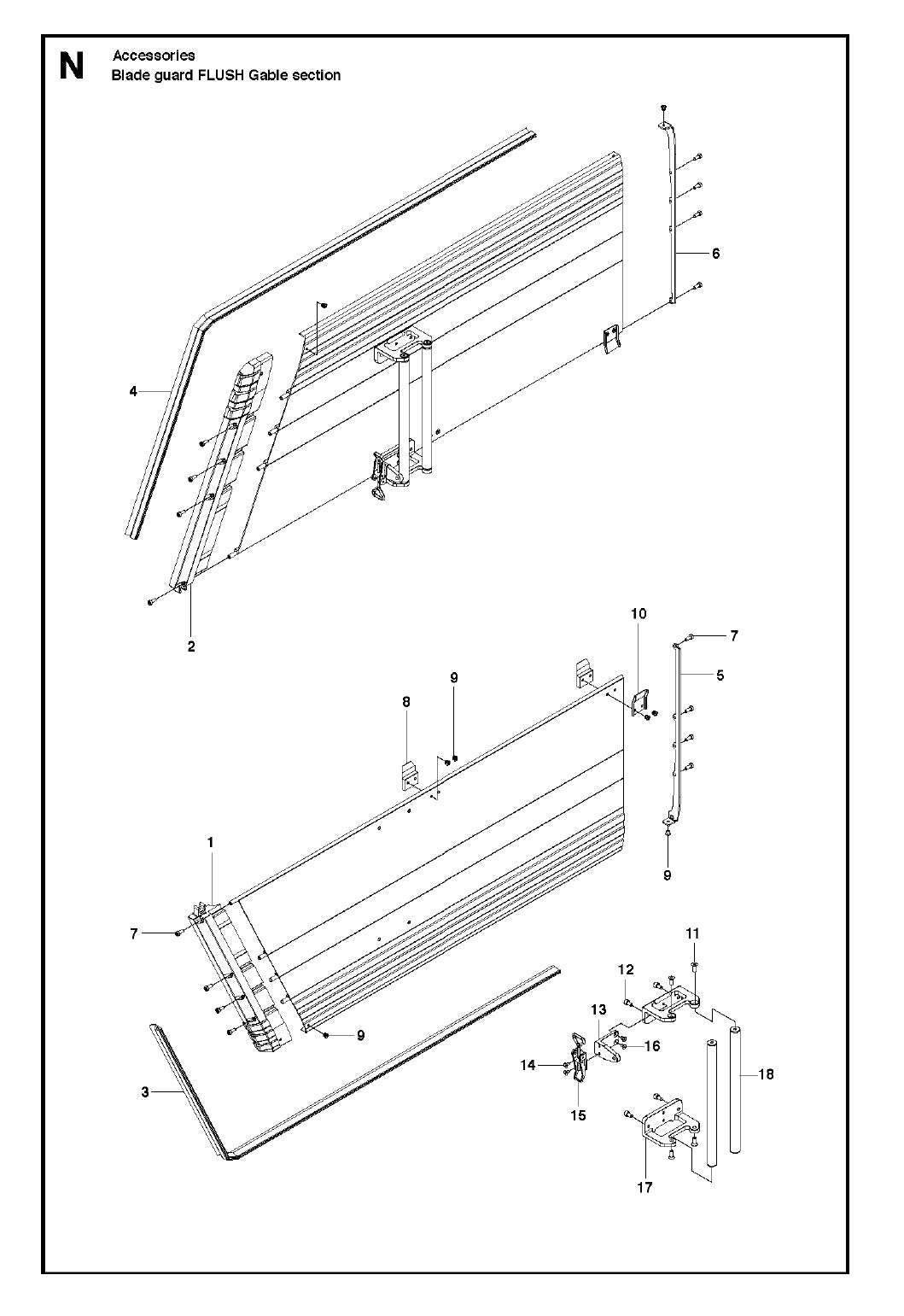 Blade Guard Flush - Gable Section Parts For WS440 HF, WS460, WS462, WS463, WS482 HF By Husqvarna