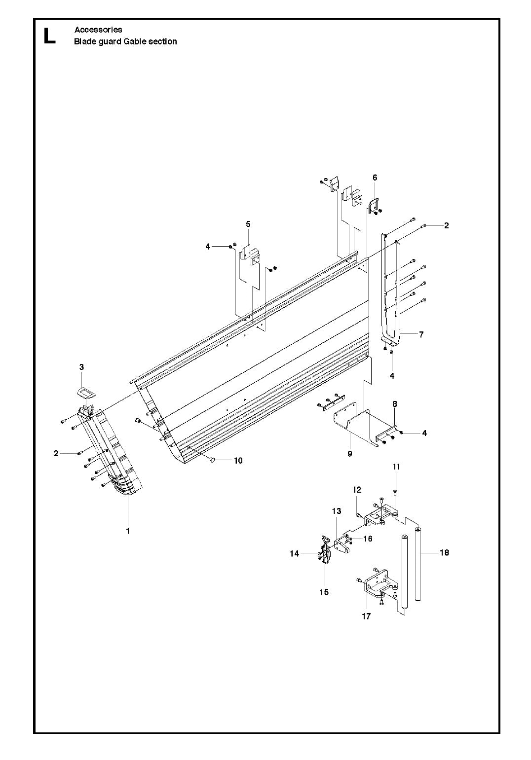 Blade Guard - Gable Section Parts For WS440 HF, WS460, WS462, WS463, WS482 HF By Husqvarna