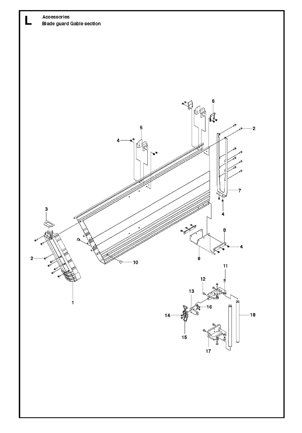 Blade Guard - Gable Section Parts For WS440 HF, WS460, WS462, WS463, WS482 HF By Husqvarna