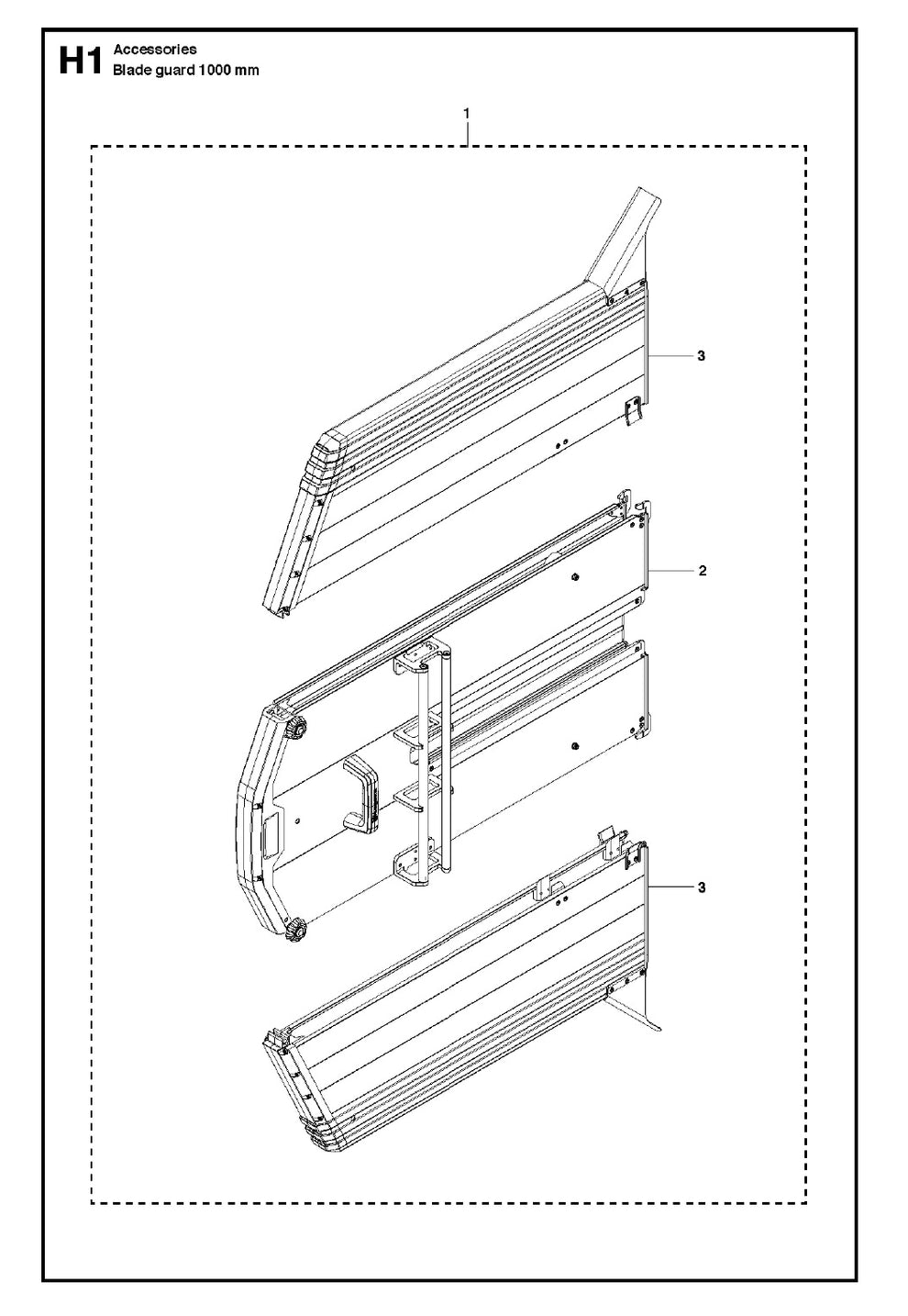 Blade Guard Flush-1000mm Assembly Parts For WS440 HF, WS460, WS462, WS463, WS482 HF By Husqvarna