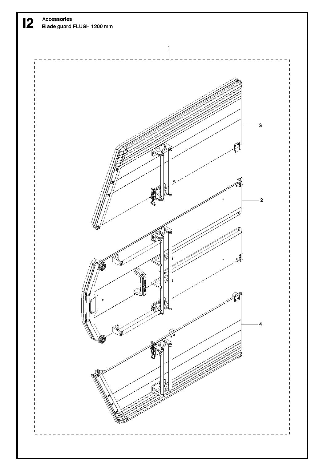 Blade Guard Flush-1200mm Assembly Parts For WS440 HF, WS460, WS462, WS463, WS482 HF By Husqvarna