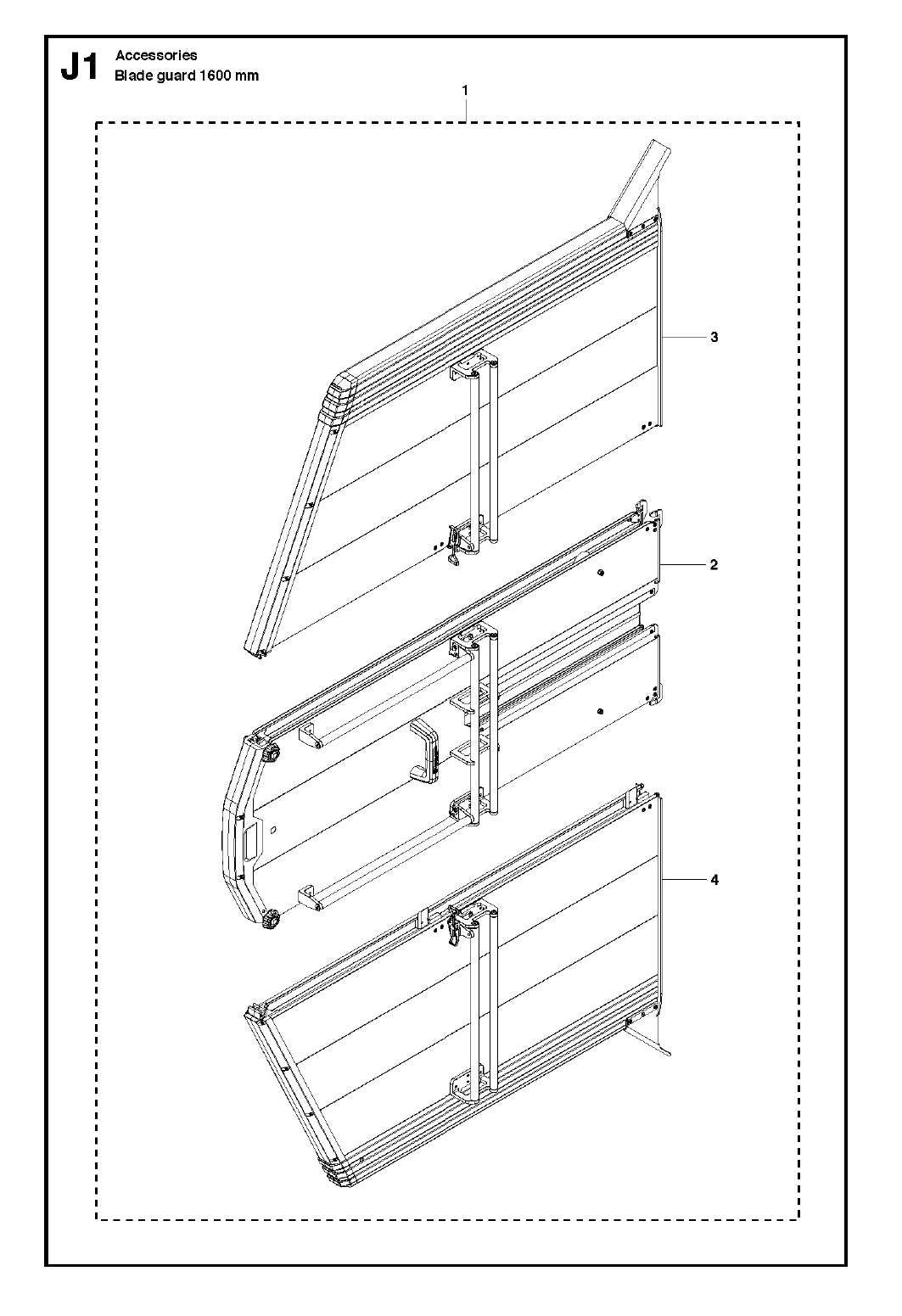 Blade Guard -1600mm Assembly Parts For WS440 HF, WS460, WS462, WS463, WS482 HF By Husqvarna