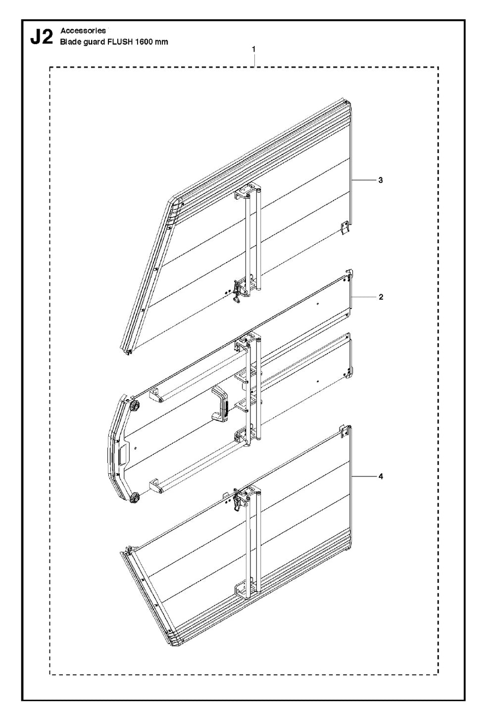 Blade Guard Flush-1600mm Assembly Parts For WS440 HF, WS460, WS462, WS463, WS482 HF By Husqvarna