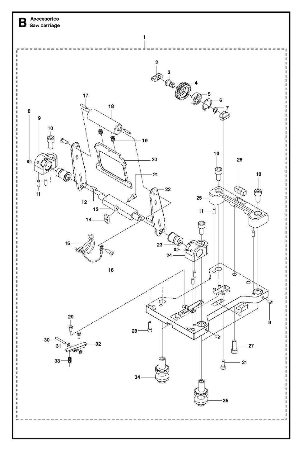 Saw Carriage Assembly Parts For WS440 HF, WS460, WS462, WS463, WS482 HF By Husqvarna