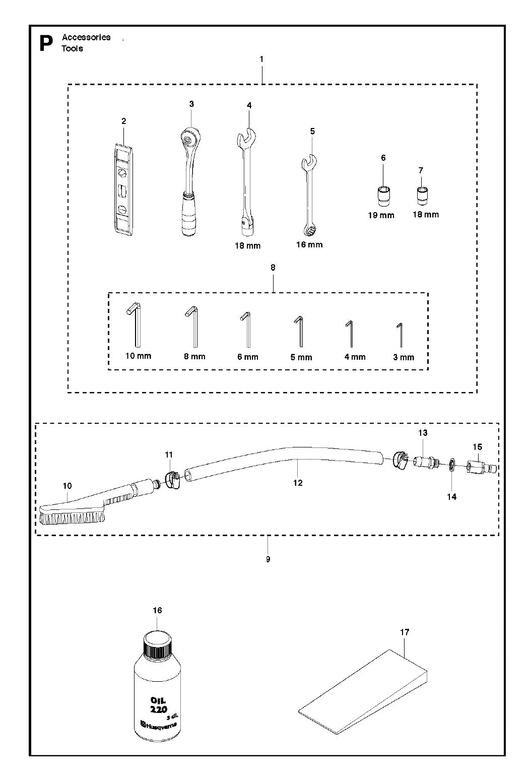 Tools Parts For WS440 HF, WS460, WS462, WS463, WS482 HF By Husqvarna