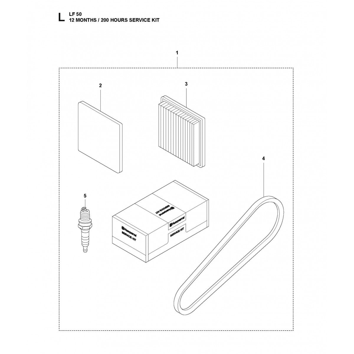 12 Months-200 Hours Service Kit Parts For LF 50 L By Husqvarna