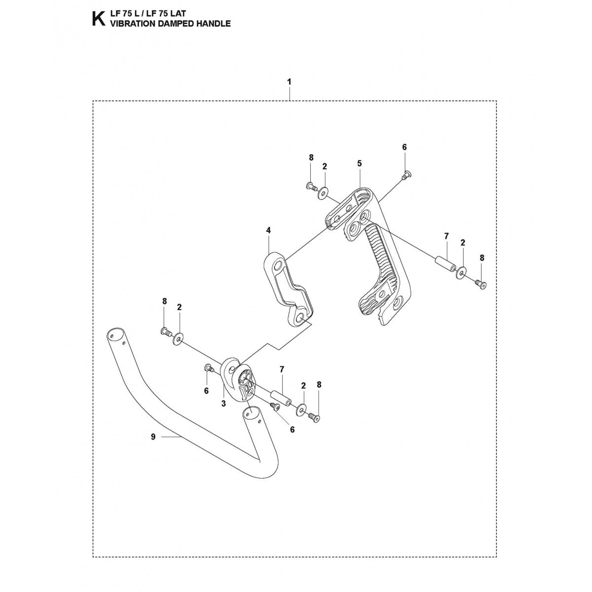 Vibration Damped Handle Parts For LF 75 LAT By Husqvarna