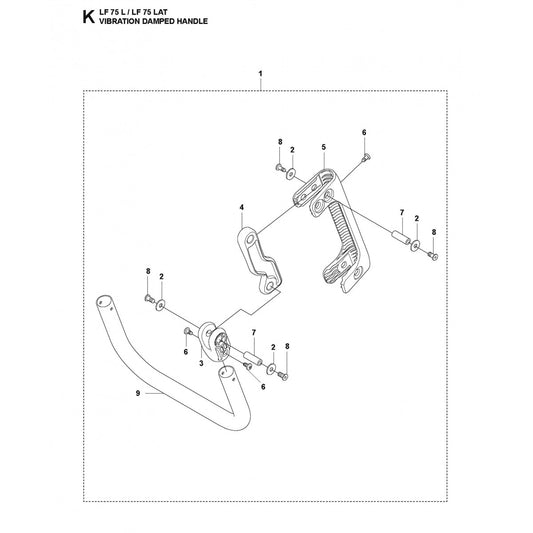 Vibration Damped Handle Parts For LF 75 LAT By Husqvarna