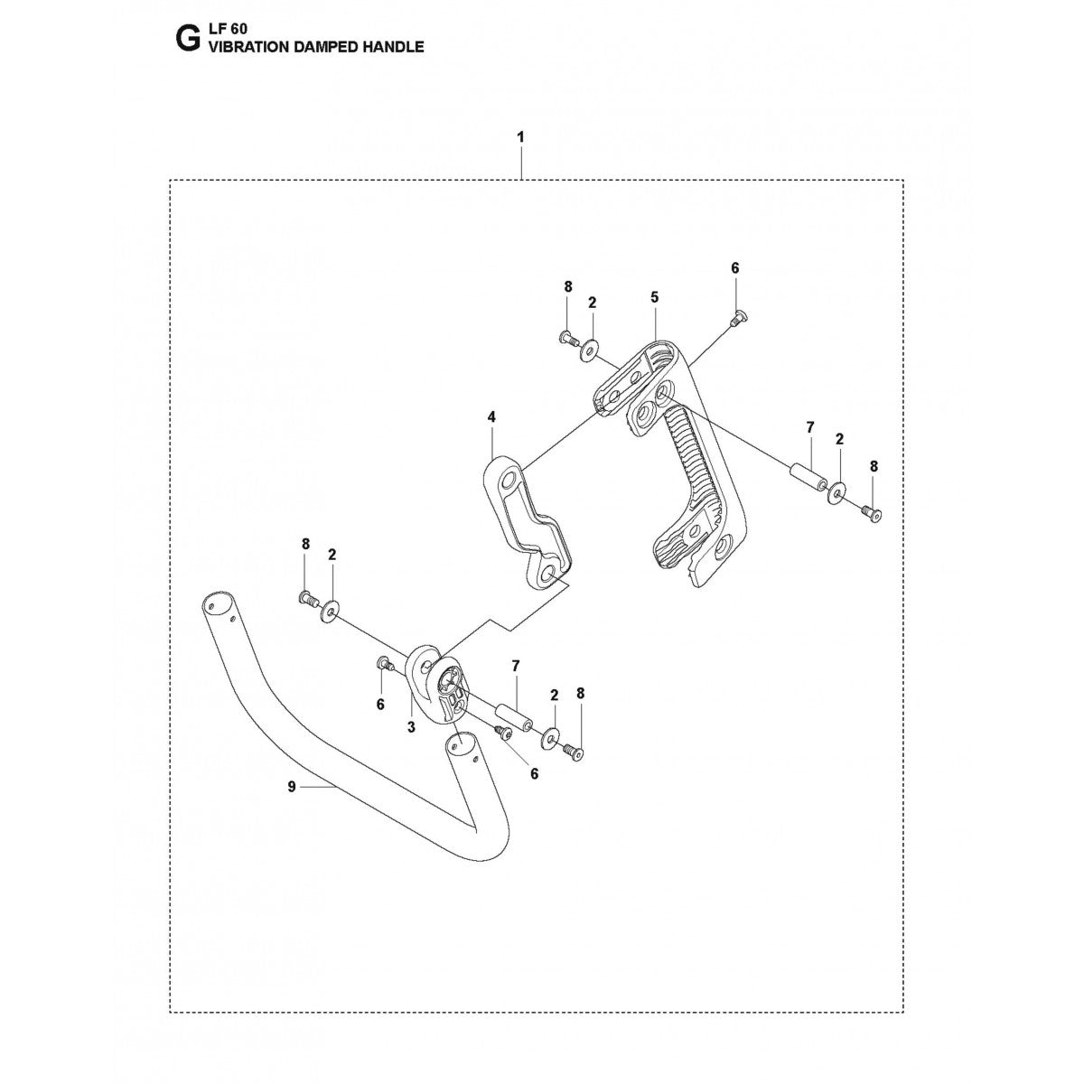 Vibration Damped Handle Parts For LF 60 LAT By Husqvarna