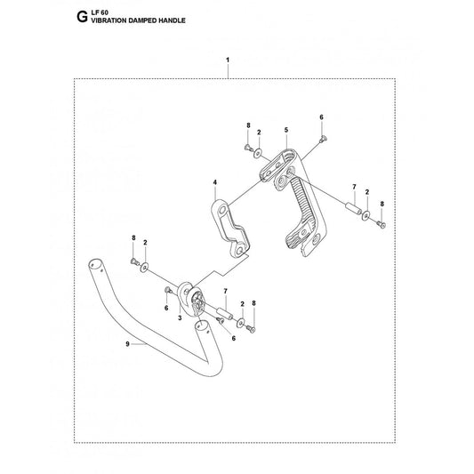 Vibration Damped Handle Parts For LF 60 LAT By Husqvarna