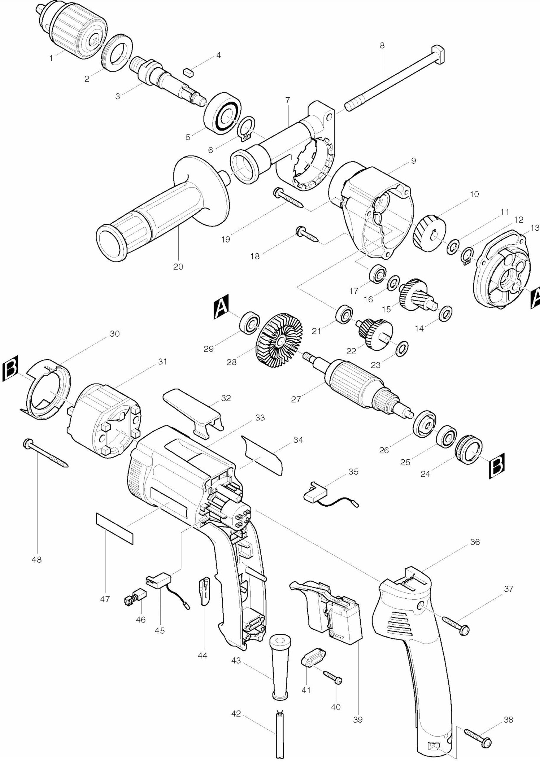 DP4000 Drill Assembly Parts By Makita