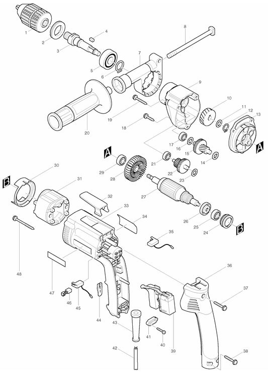 DP4001 Drill assembly Parts By Makita