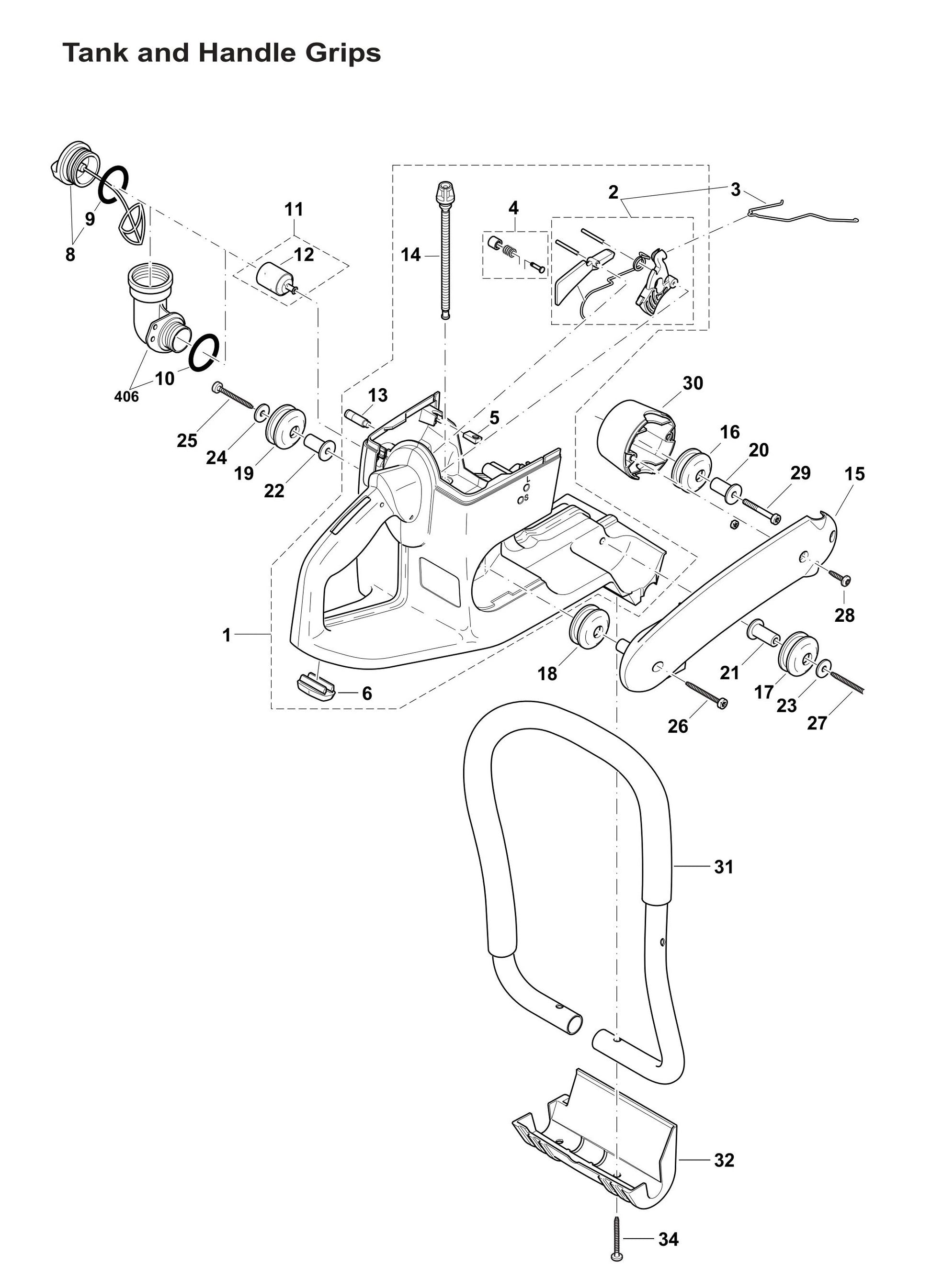DPC6401 Tank And Handle Grip Assembly Parts