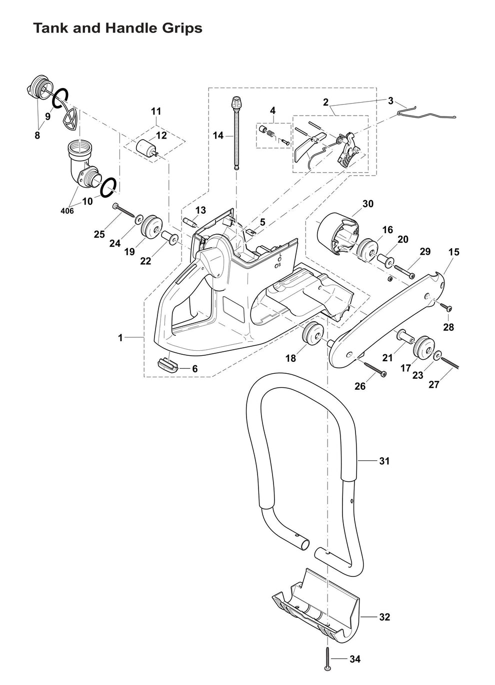 DPC6401 Tank And Handle Grip Assembly Parts
