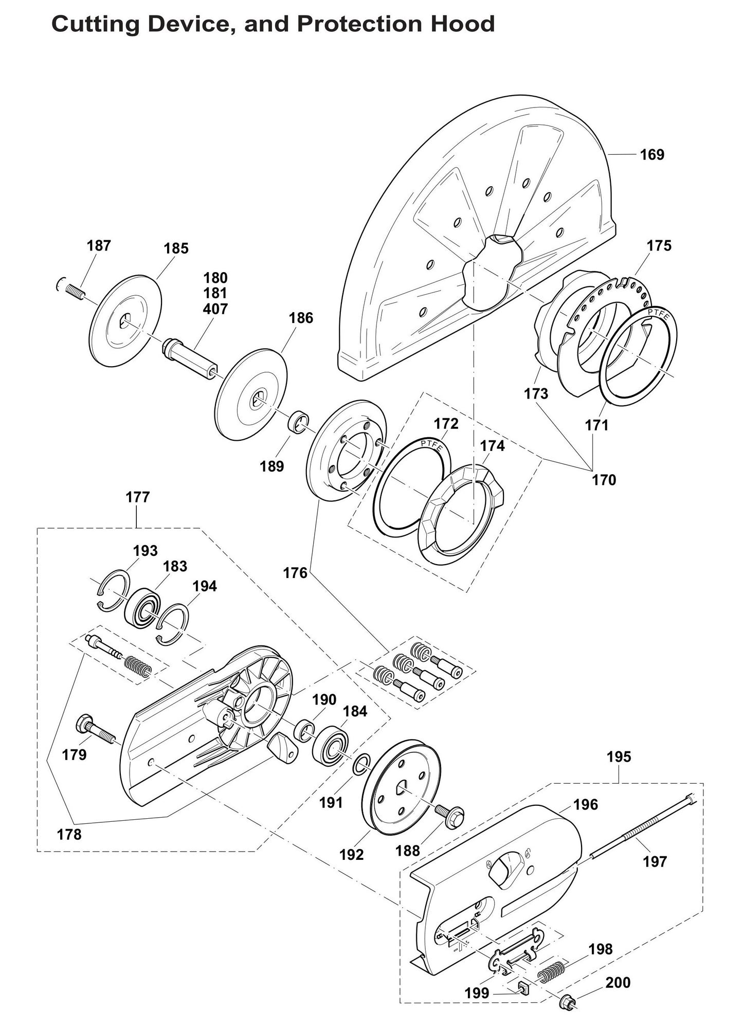 DPC6401 Cutting Device and Protection Hood Assembly Parts
