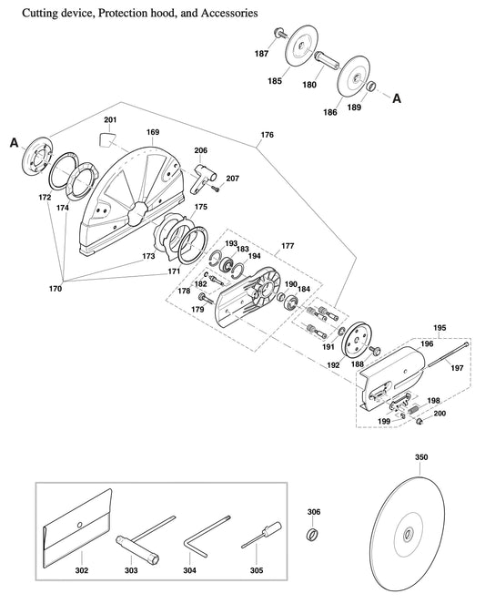 DPC7310, DPC7311 Cutting Device, Protection Hood, and Accessories Assembly Parts