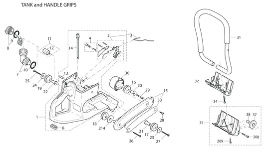 DPC7321, DPC7321HD Tank and Handle Grips Assembly Parts