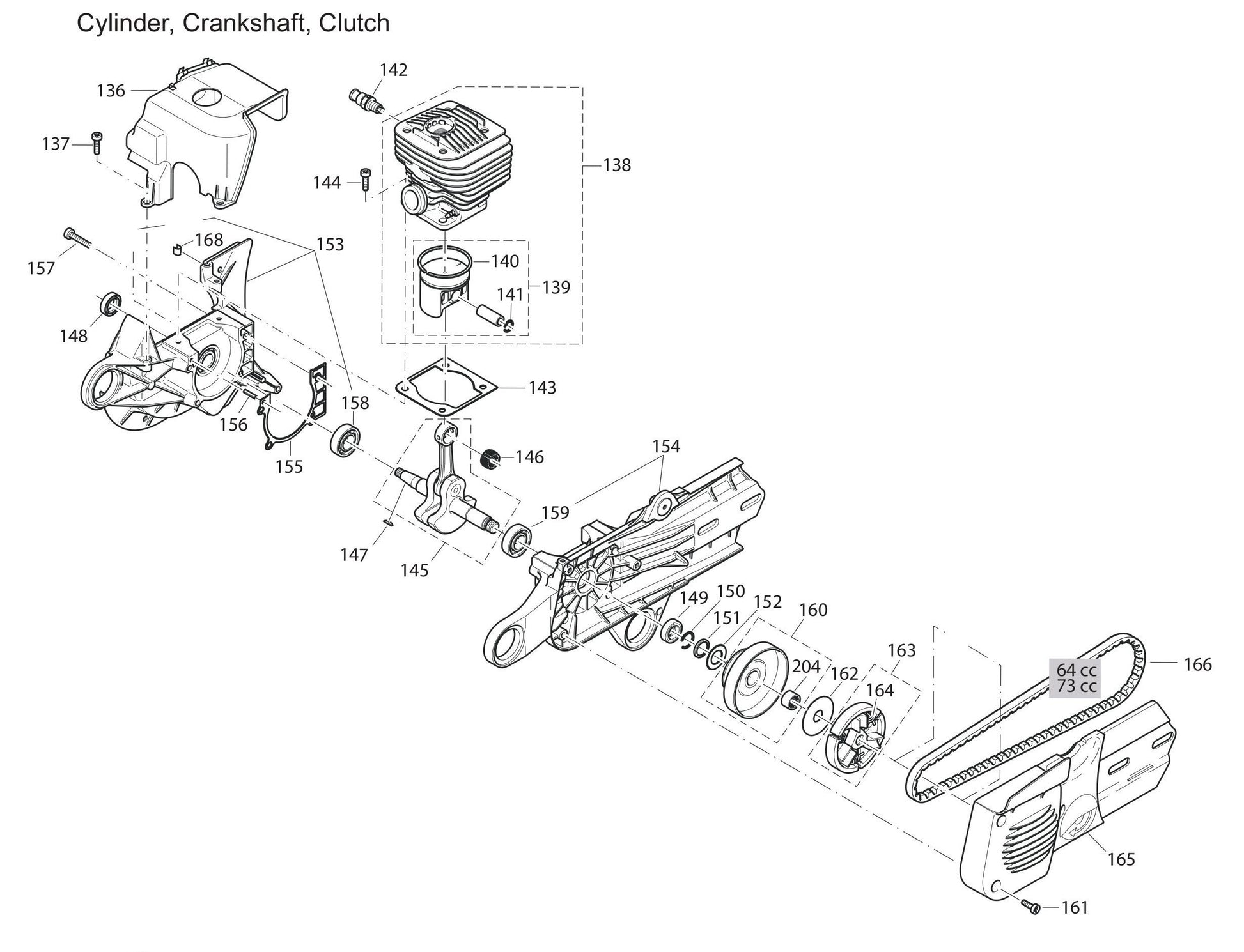DPC7321, DPC7321HD Cylinder, Crankshaft, Clutch Assembly Parts