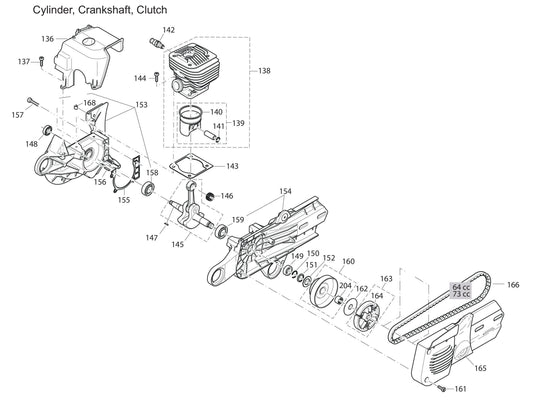 DPC7321, DPC7321HD Cylinder, Crankshaft, Clutch Assembly Parts