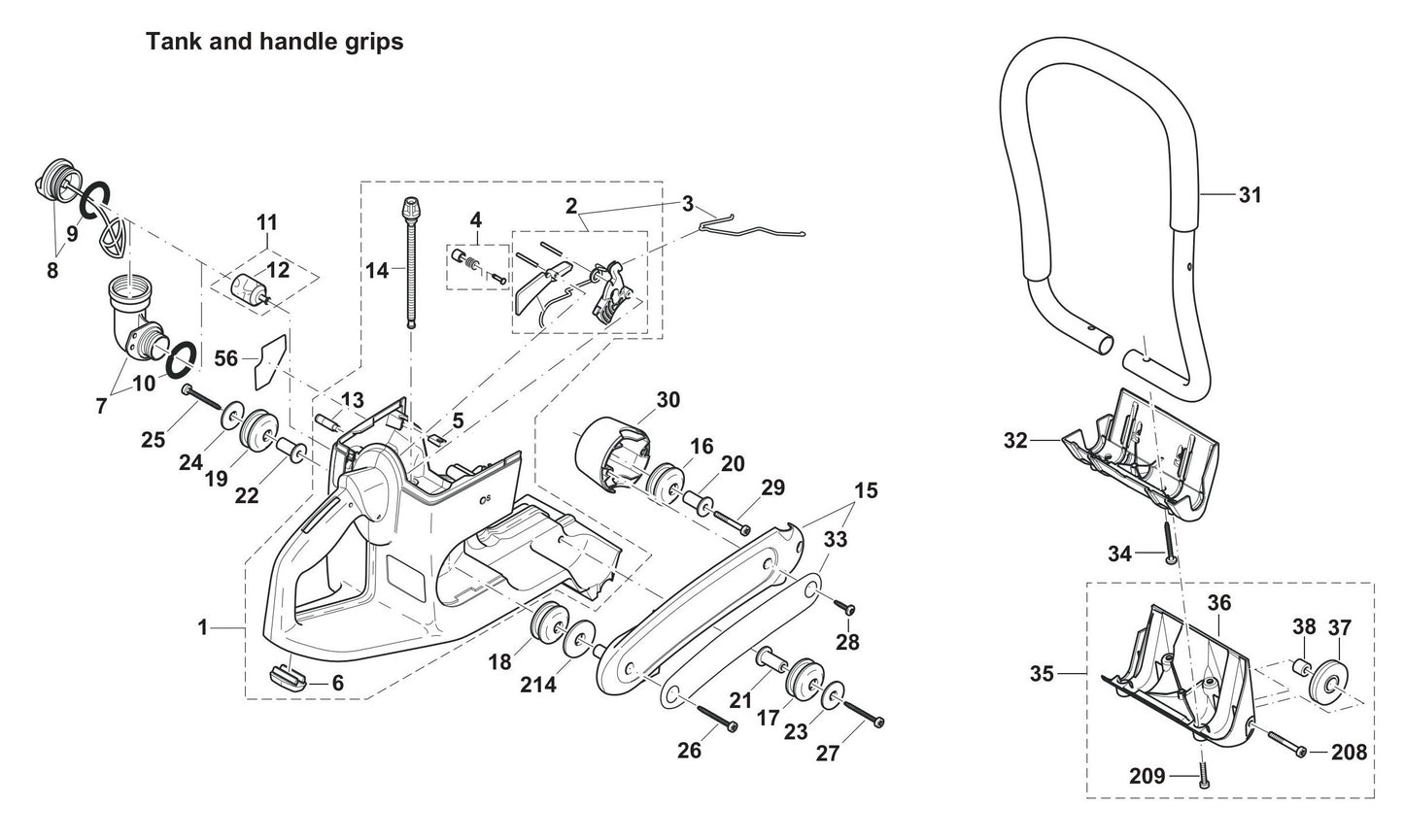 DPC7331 Tank and Handle Grips Assembly Parts