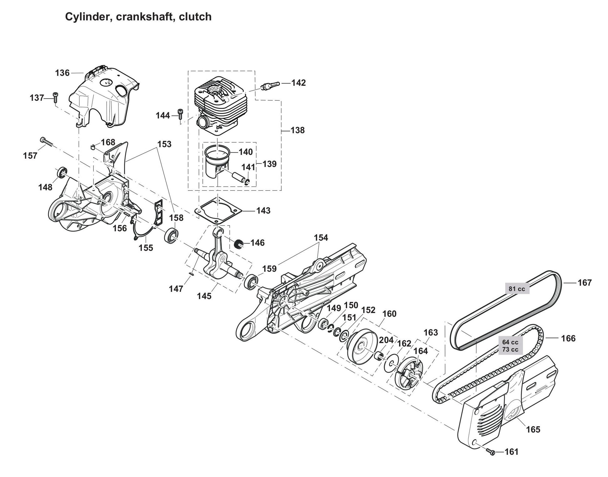 DPC7331 Cylinder, Crankshaft, Clutch Assembly Parts