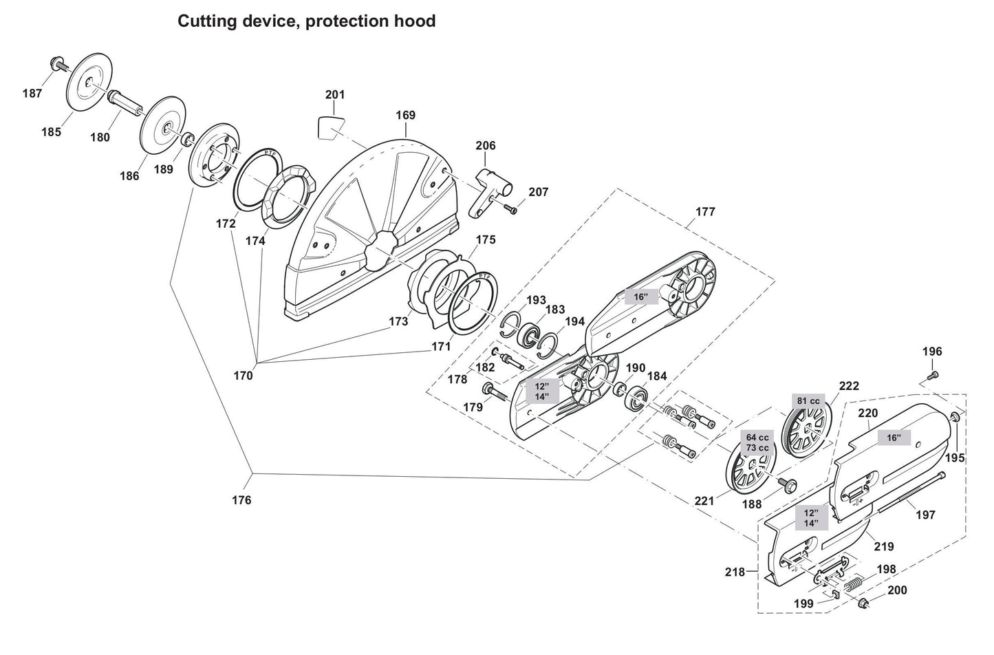 DPC7331 Cutting Device, Protection Hood Assembly Parts
