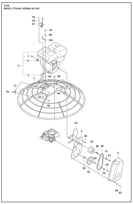Drive, CT36-8A, Honda GX 240 Parts For CT 36 By Husqvarna