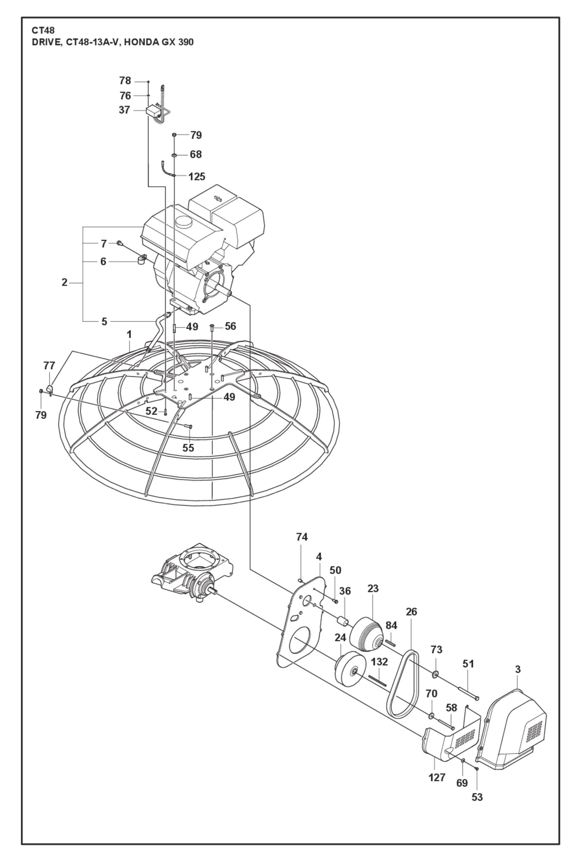 Drive, CT48-13A-V, Honda GX 390 Parts For CT 48 By Husqvarna