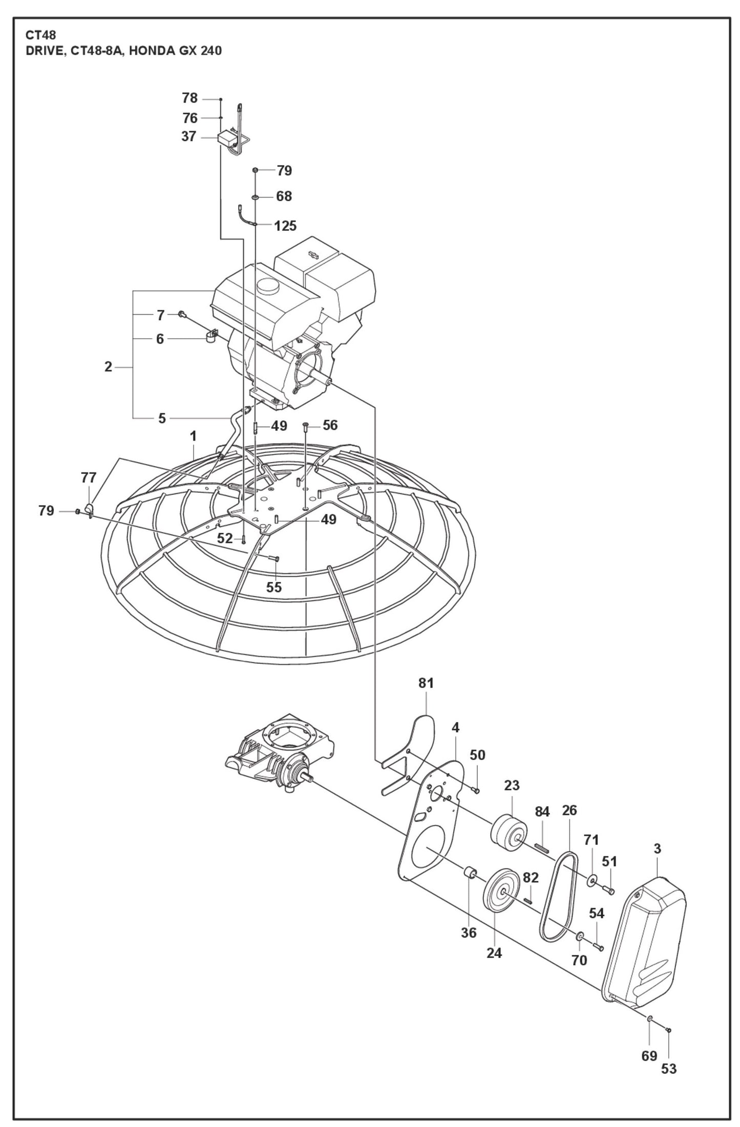 Drive, CT48-8A, Honda GX 240 Parts For CT 48 By Husqvarna