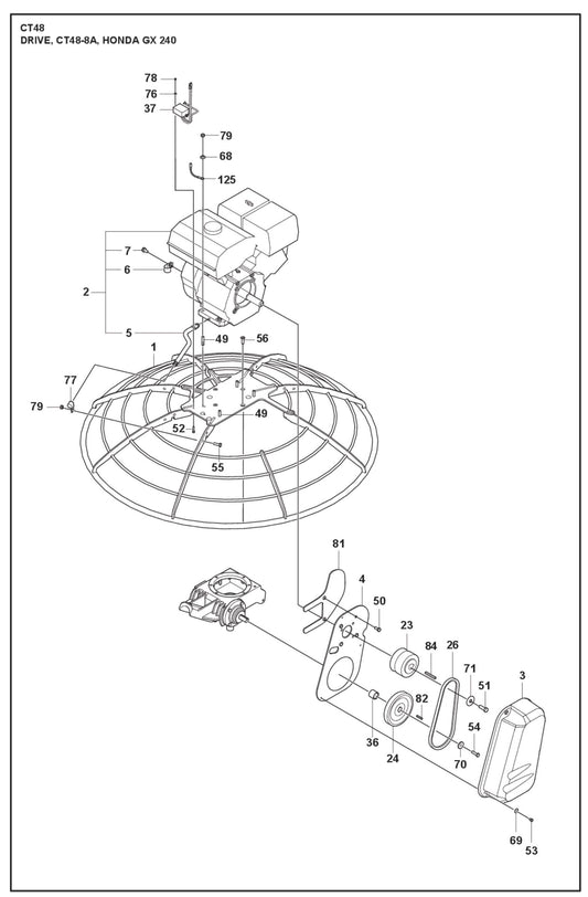 Drive, CT48-8A, Honda GX 240 Parts For CT 48 By Husqvarna