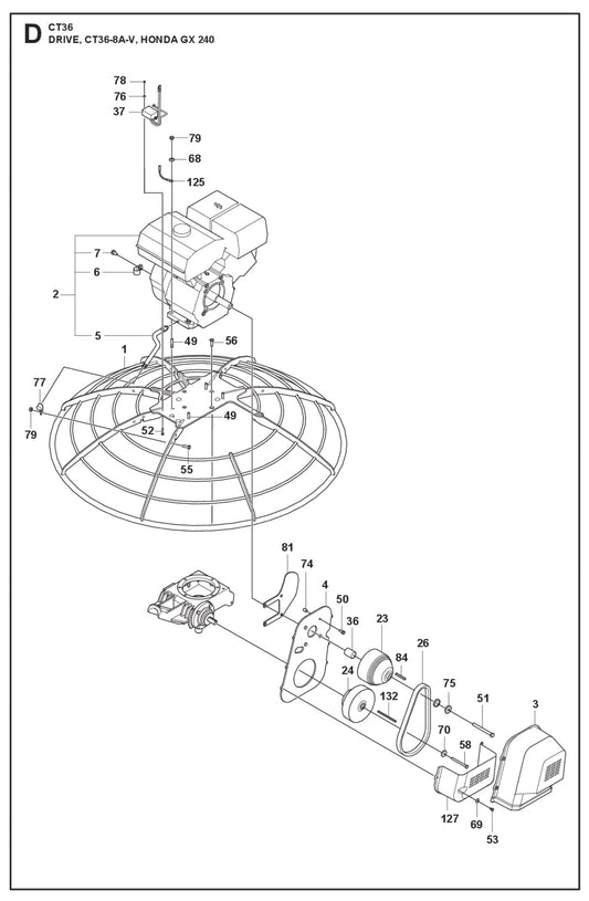 Drive, CT36-8A-V, Honda GX 240 Parts For CT 36 By Husqvarna