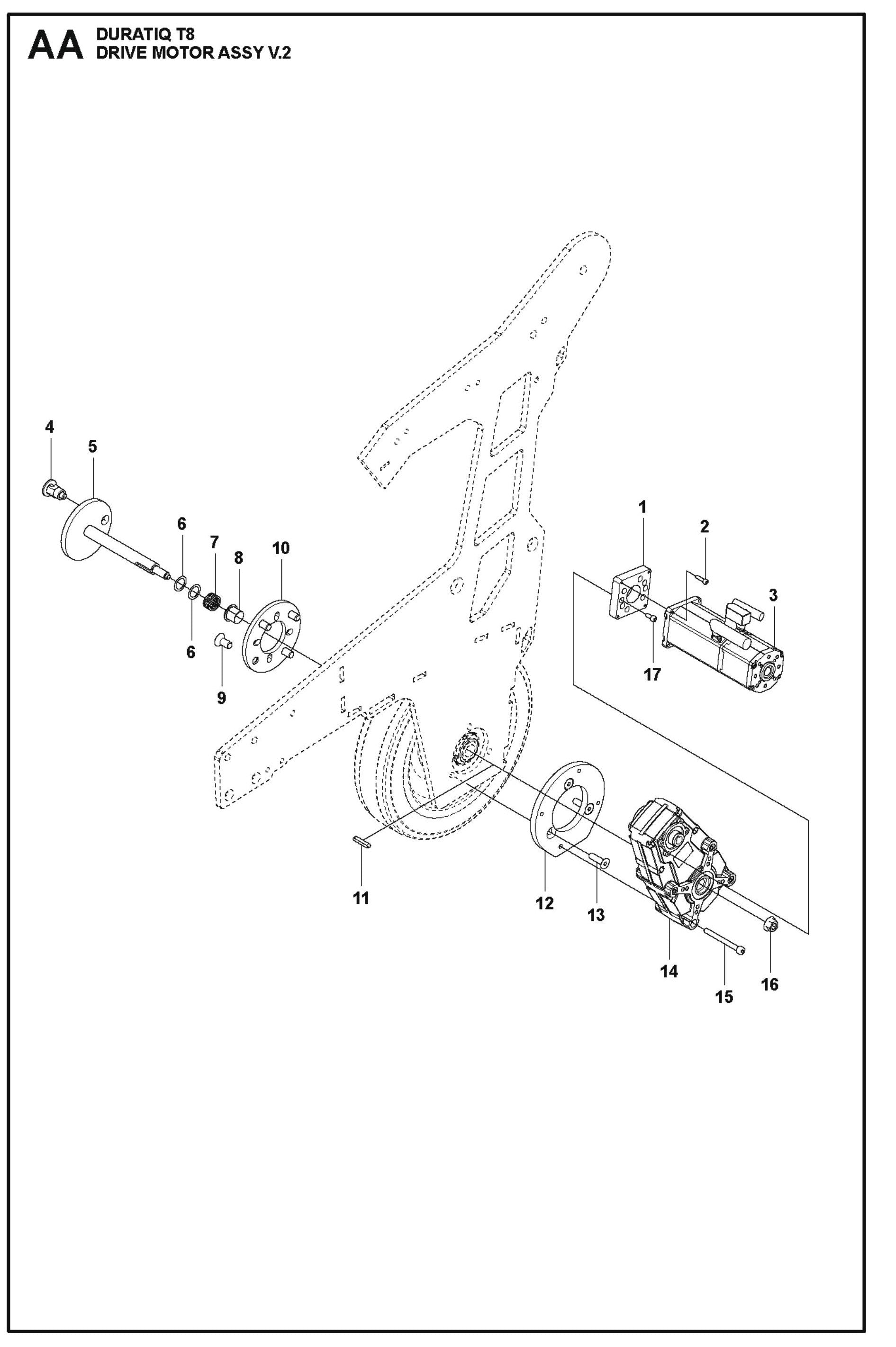 Drive Motor Assembly V,2 Parts For HTC T8 By Husqvarna